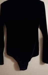 Velvet Navy Blue Turtleneck Bodysuit